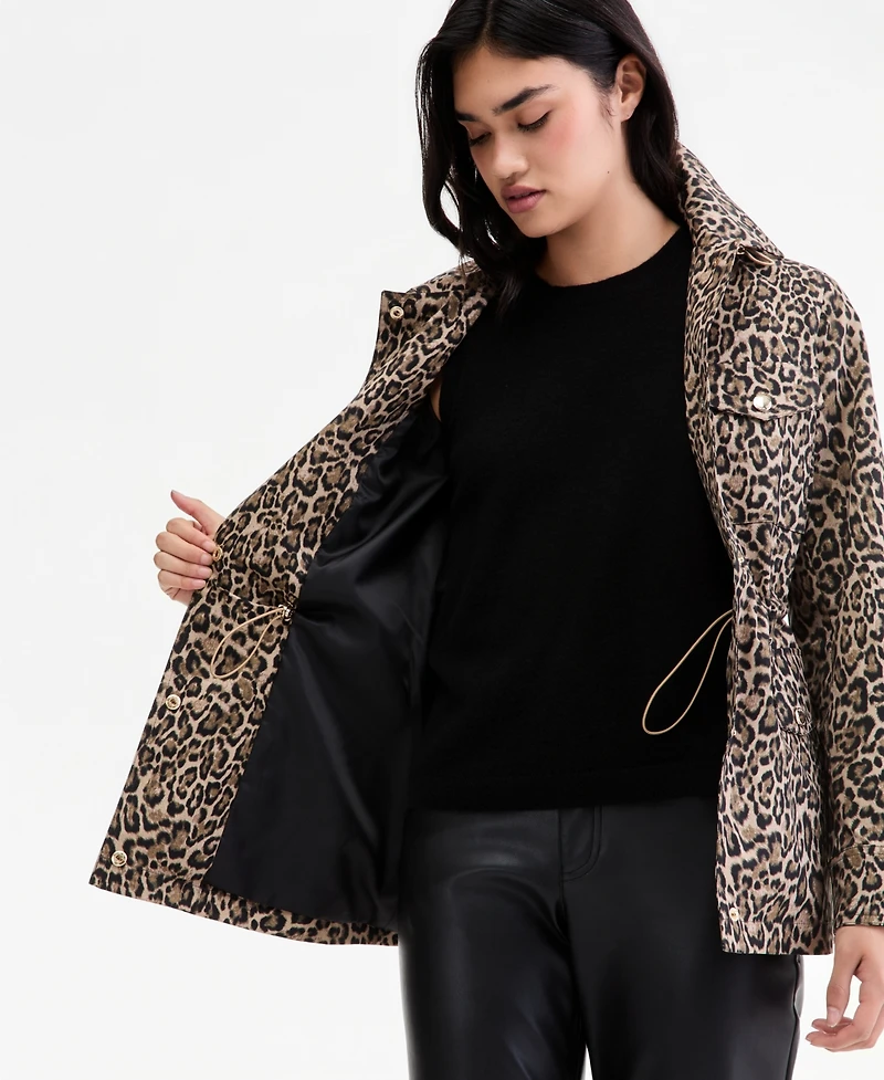 Michael Kors Women's Hooded Leopard-Print Anorak Jacket