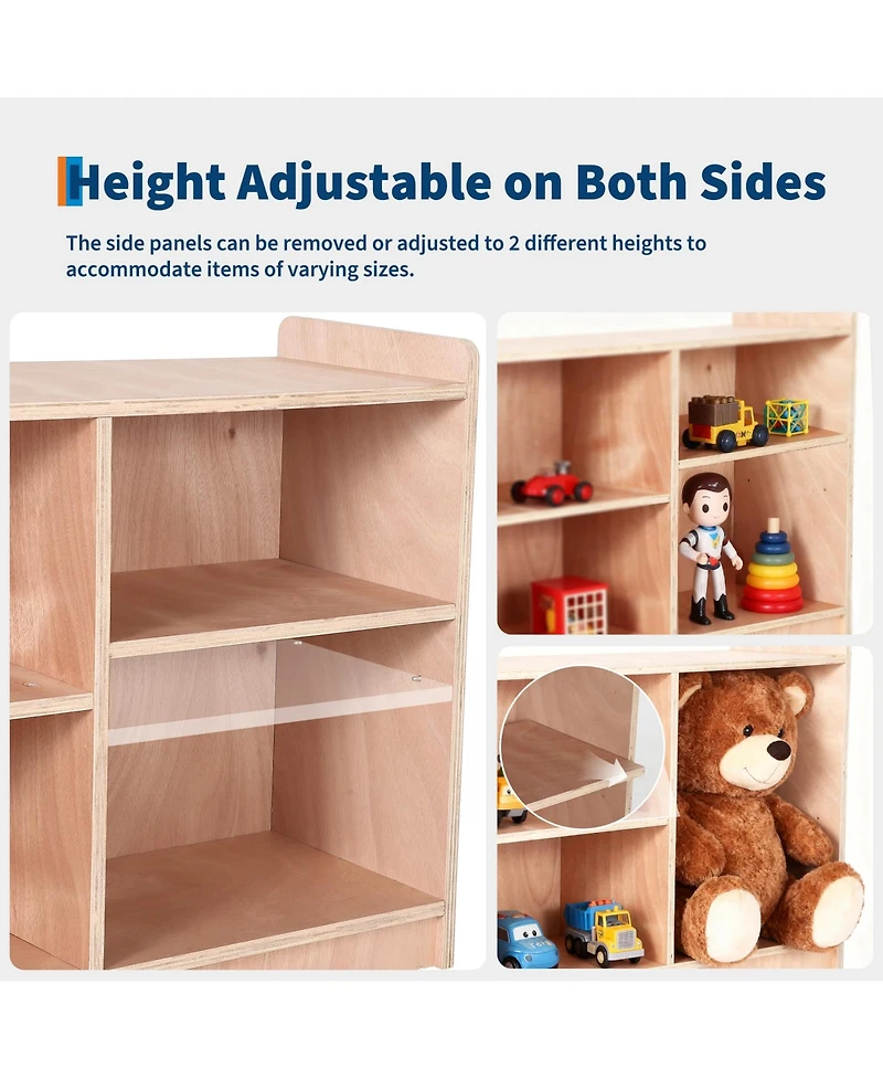 gaomon Natural Wood Montessori Kids Storage Shelf, 6 Compartment Toy and Book Organizer for Playroom, Bedroom and Classroom