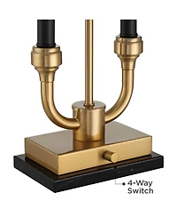 Stiffel Barclay 28" Tall Traditional Table Lamp Dual Usb Ports Black Gold Finish Metal Single White Shade Living Room Charging