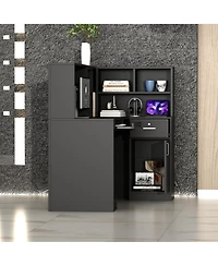 Homsee L-Shaped Corner Desk - Modern Office with Keyboard Tray and Movable Shelf Space-Saving Computer Table Smooth Rolling Slides