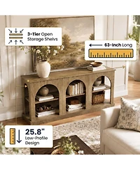 Tribesigns Arched Entryway Table: Low profile console table for hallway. Farmhouse accent stand with open shelves for living room, entrance