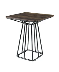 Tribesigns Industrial Square Bar Height Pub Table, Rustic Wood Top Bistro Dining Table with Metal Frame