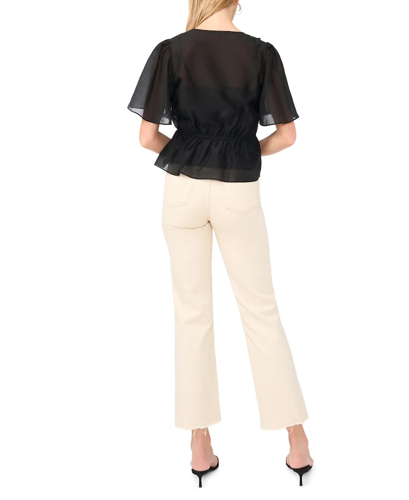 Vince Camuto Women's Flutter-Sleeve V-Neck Top