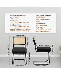 Gouun Mid-Century Rattan Dining Chairs Set of 2, Velvet Upholstered Seat