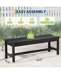homfan Outdoor Bench with Curved Seating - Hdpe 2-Person Backless Holds up to 800 lbs, Weatherproof Garden for Porch, Patio, Park