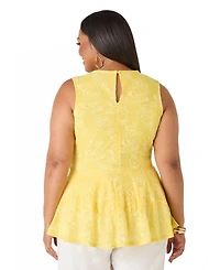 Ashley Stewart Women's Floral Embroidered Peplum Top