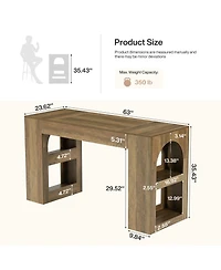 Tribesigns 63" Bar Table, Counter Height Table with Storage, Long High Top Counter Table for Kitchen, Dining Room, Home Bar