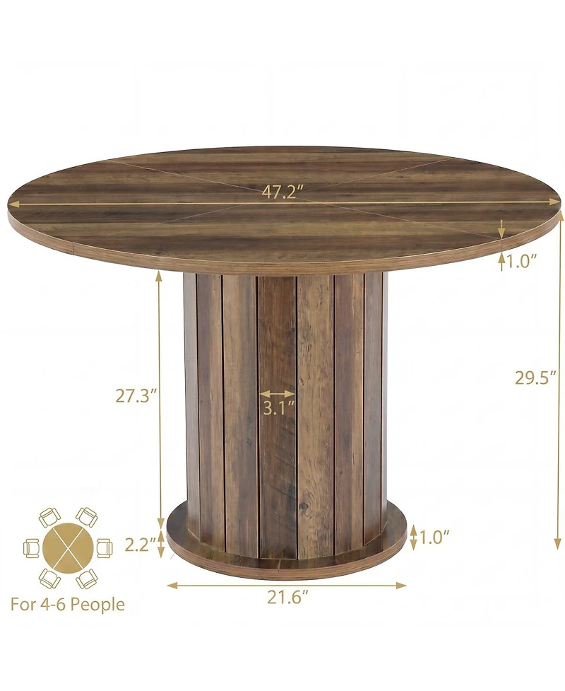 Tribesigns 47" Round Dining Table with Sturdy Base For 4-6 People