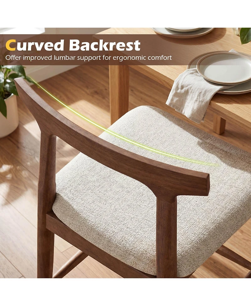 Costway Counter Height Bar Stools with Curved Backs and Upholstered Cushioned Seats