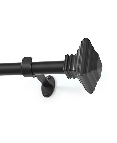 Threadmade Home Florence 1-Inch Adjustable Decorative Single Curtain Rod with Stacked Square Finials