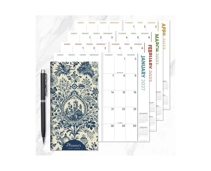 Tf Publishing Paper Goods 2027-2028 Toile Small Monthly Pocket Planner