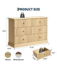 homfan 6 Drawer Dresser Chest with Fluted Front and Metal Handles for Bedroom, Guest Room, Apartment, Entryway