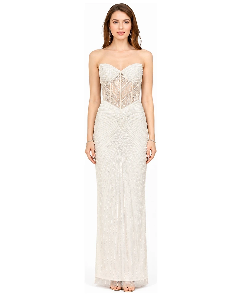 Lara Women's Embellished Strapless Gown with Slit