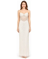 Lara Women's Embellished Strapless Gown with Slit