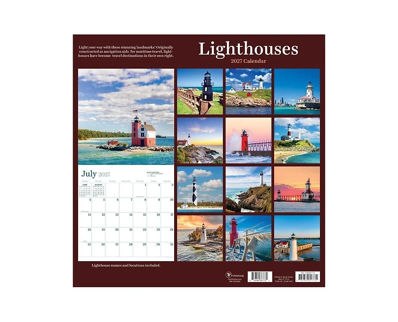 Tf Publishing Paper Goods 2027 Lighthouses Wall Calendar