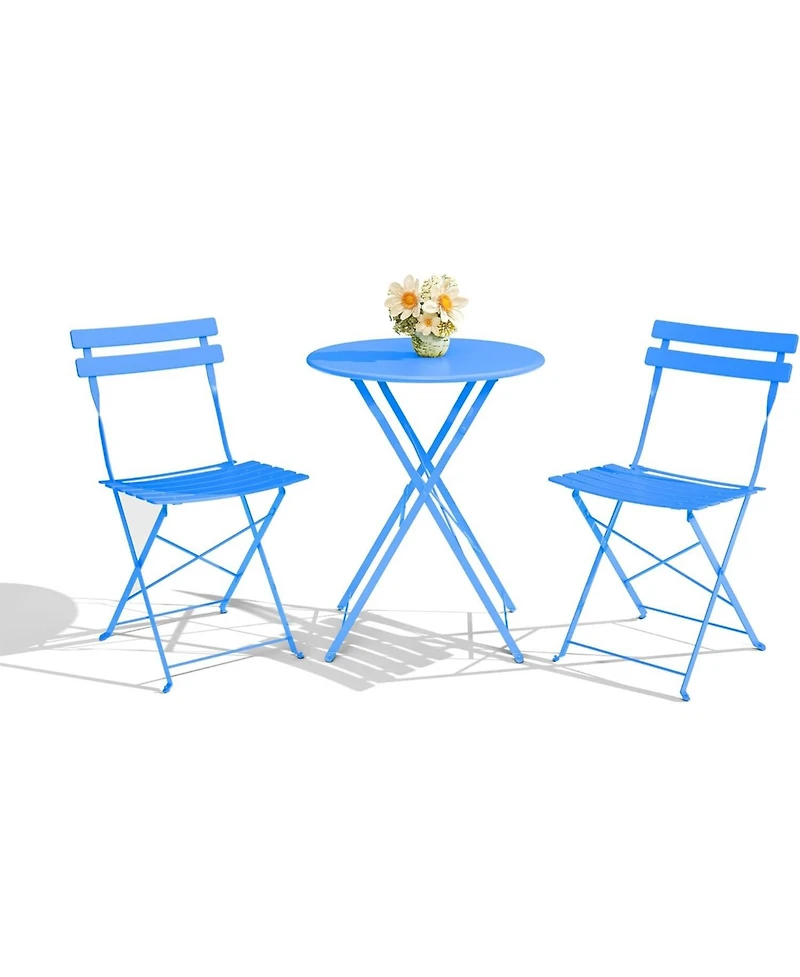 gaomon 3 Piece Folding Bistro Set with Foldable Patio Furniture, Premium Frame Outdoor Table and 2 Chairs for