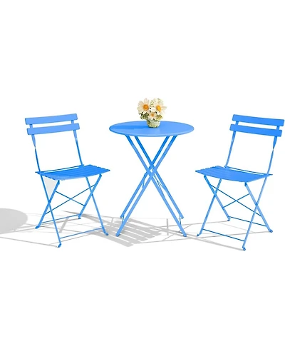 gaomon 3 Piece Folding Bistro Set with Foldable Patio Furniture, Premium Frame Outdoor Table and 2 Chairs for