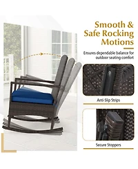 Gouun 3-Piece Wicker Rocking Patio Set with Double-Layer Table
