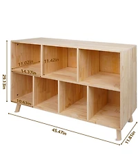 Flynama Solid Pine Storage Cabinet with 7 Compartments Wooden Organizer Shelf