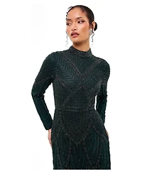 Maryisa Women's Modest Abstract Embellished Sequin Maxi Dress