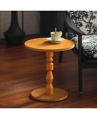 Streamdale Furniture Round Side Table with Mdf Top and Solid Wood Spindle Legs