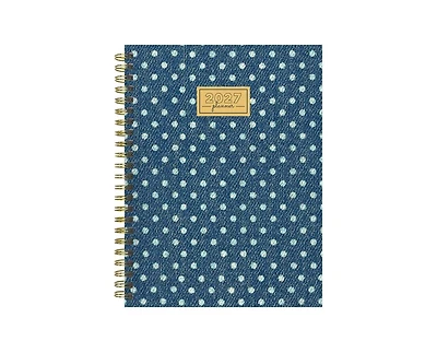Tf Publishing Paper Goods 2027 Denim Dots Medium Weekly Monthly Planner