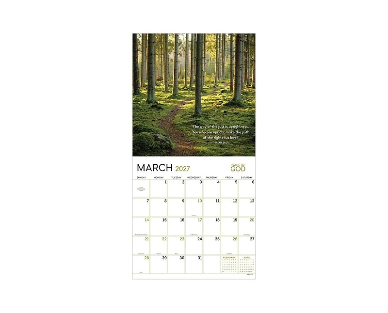 Tf Publishing Paper Goods 2027 Paths to God Wall Calendar