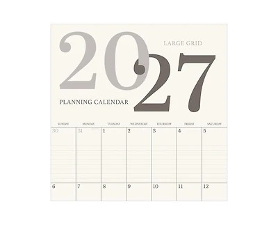 Tf Publishing Paper Goods 2027 Simple Aesthetic Grid Wall Calendar