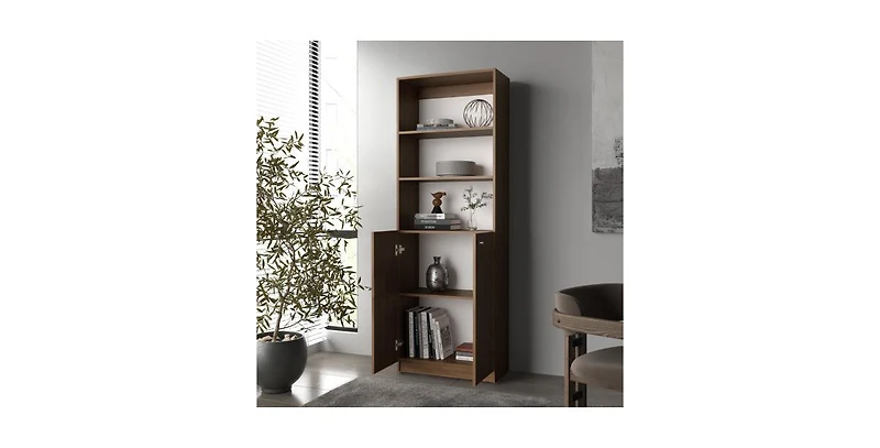 Flynama Bookcase with Open Storage and 2 Doors