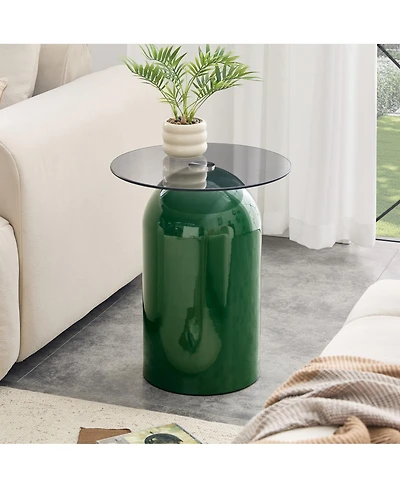 Streamdale Furniture Modern Round Tempered Glass Coffee Table 19.6'' x 15.7'' x 10.6
