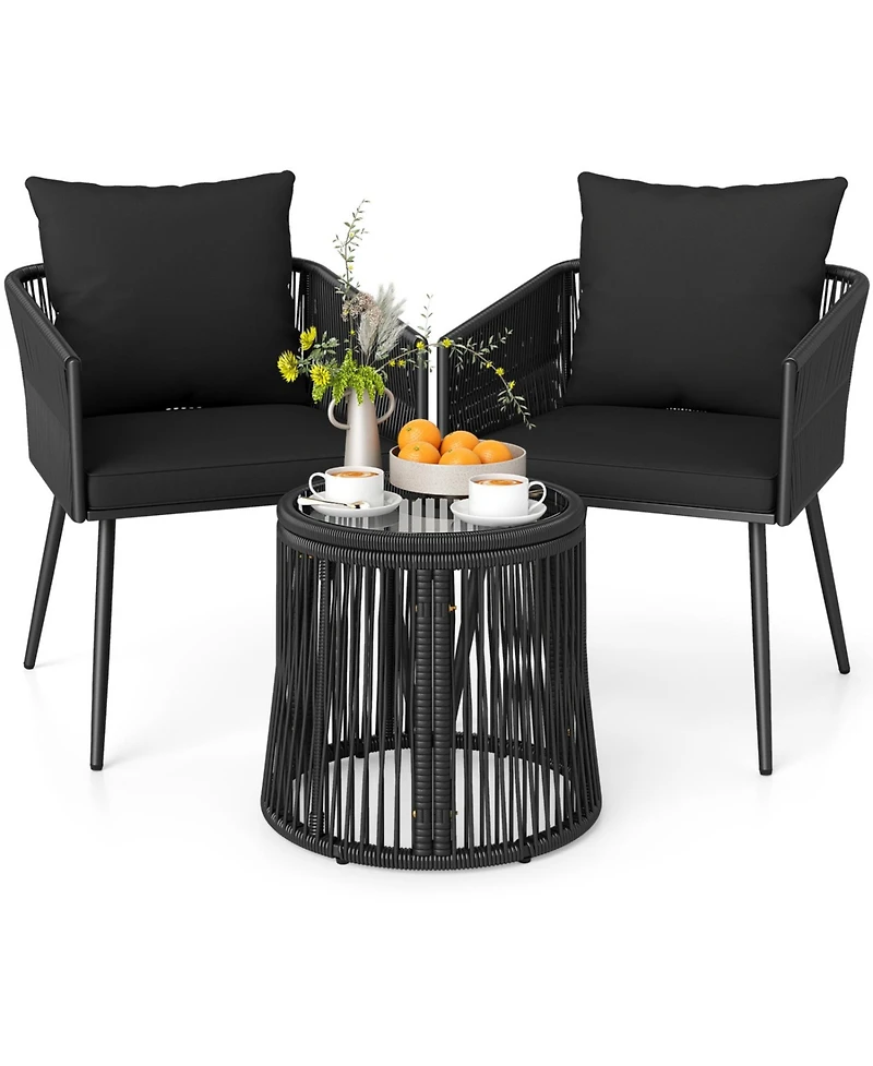 Slickblue 3-Piece Porch Furniture Set with Cushions for Outdoor Garden Use
