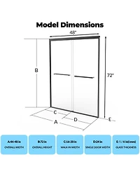 homfan 72''H x 48''/60''W Aluminum Frame Sliding Shower Door with 8mm Tempered Glass, Coating Easy Clean, Double for Bathroom, Anodized