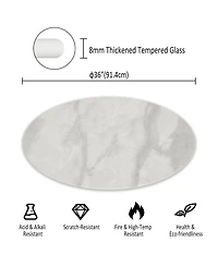 Streamdale Furniture 36'' Round Marble Design Tempered Glass Tabletop