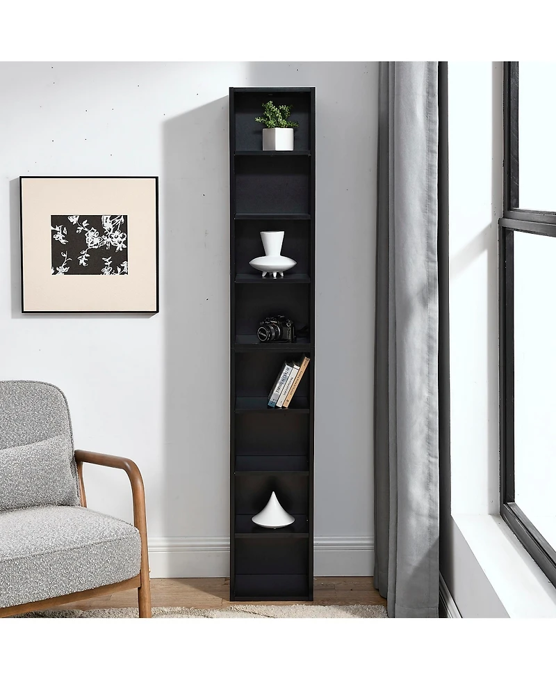 Flynama 70.9 Inch 8-Tier Detachable Adjustable Slim Media Storage Tower Home Narrow Bookcase