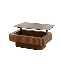 Streamdale Furniture 38.6'' Fluted Lift-Top Coffee Table with Storage Walnut