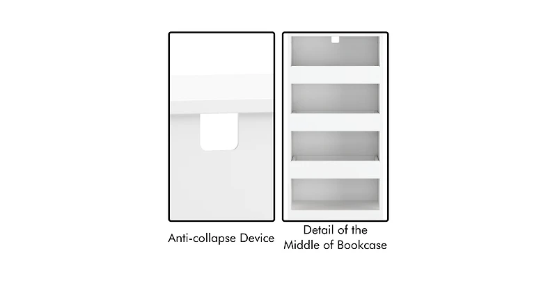 Flynama 4-Tier Bookshelf with Sliding Drawers and Bottom Drawer