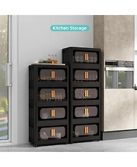 Flynama Folding Storage Cabinet with Wheels 5 Tier Collapsible Organizer