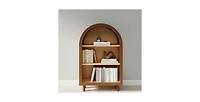 Flynama Arched Top 3-Tier Open Bookshelf Glaze Finish Storage Cabinet for Living Room Entryway Bedroom