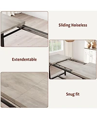 homfan 3 Piece Extendable Dining Set, Sturdy Engineered Wood Table with Padded Benches, Space Saving Multi scene Home Dining Furniture