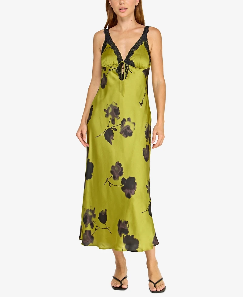Row A Juniors' Sleeveless Lace V-Neck Dress