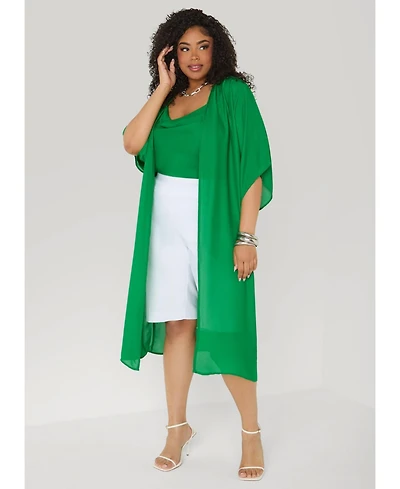 Ashley Stewart Plus Open Front Crepe Kimono