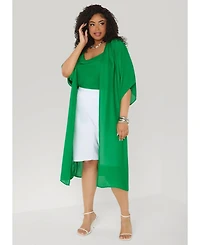 Ashley Stewart Plus Open Front Crepe Kimono