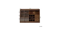 Flynama Double Sliding Striped Glass Door Sideboard Wooden Freestanding Storage Cabinet Wine Cabinet For Home Garage Use