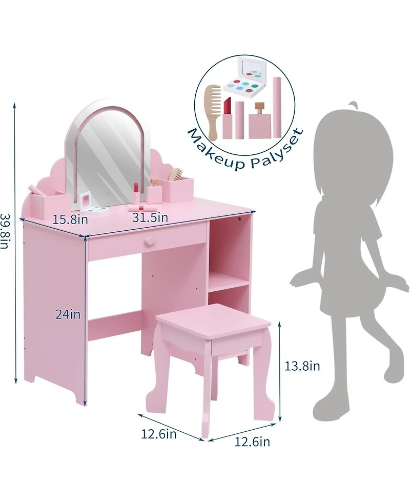 gaomon 2-in-1 Kids Lighted Vanity Set