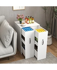 Flynama 3-Tier Adjustable Side Panel Mobile Dustproof Storage Bookcase Cabinet