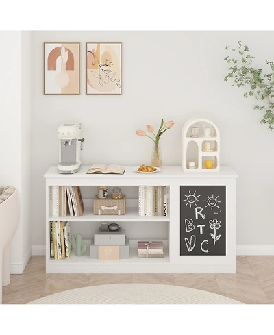 Flynama 3-in-1 Kids Bookshelf and Toy Storage Cabinet with Chalkboard