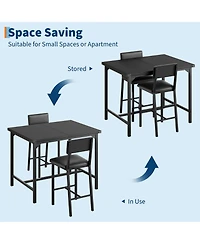 homfan Dining Table Set with 2 Stools Counter Height Metal Frame and Footrest, Compact Design for Kitchen, Apartment or Small Area