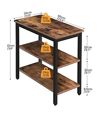 Slickblue 3-Tier Narrow End Table with Storage Shelves for Small Space Organization