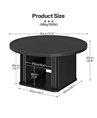 Slickblue Modern Round Coffee Table with Sliding Doors for Living Room or Office
