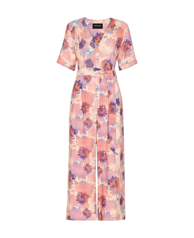 Whistles Women's Floral Button Front Cropped Jumpsuit